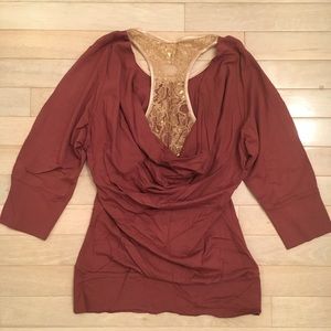 Alexia Admor Lace Back Chain Sleeve Top XS